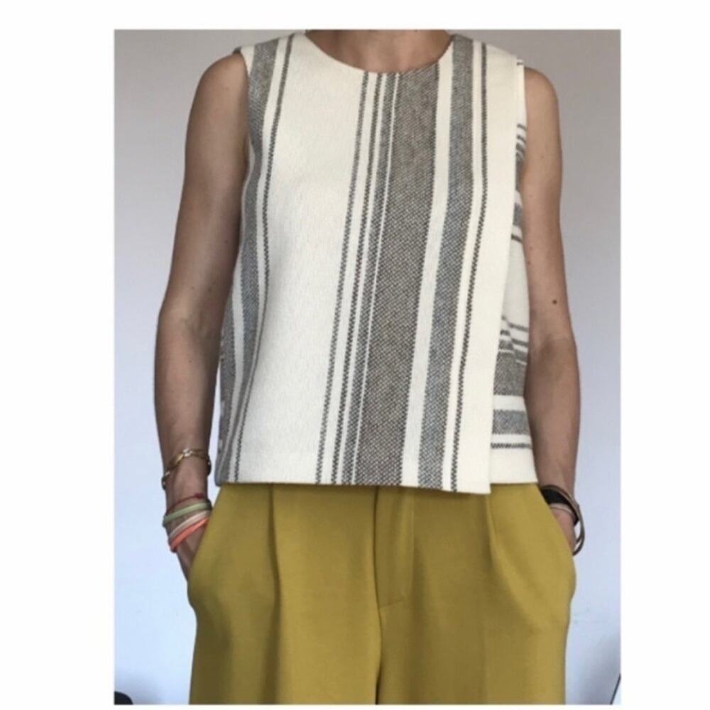 Tory Burch Baja Stripe Southwest sleeveless Asymmetrical Blouse Size Small
